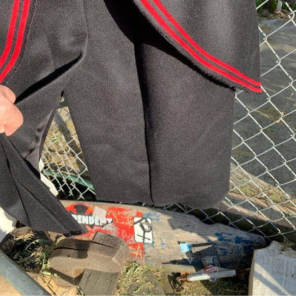 Givenchy Paris Wool Coat In Black With Red Trim & Intentional Fraying Size 42 - Picture 11 of 12